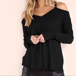 Maurice’s Black Knit cold shoulder sweater